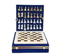 12” Stylish Marble Chess Set 2 Player Board Game for Adults Handcrafted stone Board & Marble with Faux Leather/Velvet briefcase gift box Chess ideal for Home Decor (Velvet, White-Brown)