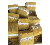 12 Sumptuous Handmade Cake Slices/Chunks;Tea/Party Share/Party Favours; Vanilla, Chocolate, Red-velvet (6cm x 5cm Each) (12 Portion, Vanilla)
