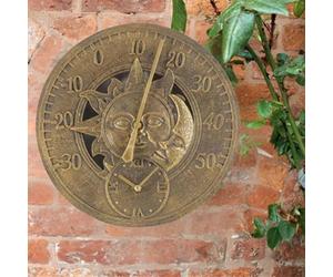 12" Sun And Moon Clock And Thermometer