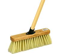 12" Sweeping Brush Outdoor Broom Garden Heavy Duty Yard with Stiff PVC Bristles 118cm Wooden Handle Cream