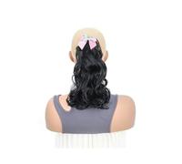 12" Sweet Bowknot Ponytail Extension with Duck Billed Clip Synthetic Fibre Short Wavy Curly Clip in Hair Piece(Bluepink)