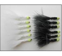12 Tadpole trout flies, Green Thorax, Black and White, size 10, 12 Per Pack Barbless or Barbed (Barbed)