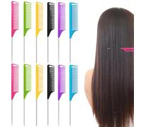 12 Tails Combs, Rat Tails Combs and Parting Comb Set with Metal Tail, Pintail Comb for Styling and Hair Parting, 22.5 x 2.9 cm