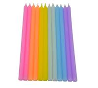12 Tall Pastel Birthday Candles with Holders Vibrant Assorted Colors Celebration Candles for Birthday Cakes Wedding Party and Anniversary Decorations