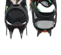 12 Teeth Ice Crampons Winter Snow Boot Shoes Ice Gripper Anti Skid Ice Spikes Snow Traction Cleats Adjustable Length for US 6 13.5 CN 36 46 High Duty Manganese Steel Spikes for