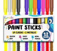 12 Tempera Paint Sticks for Kids & Toddlers - Washable Paint, Quick Dry