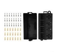 12 Terminal Fuse Holder with 4 Relay Sockets and Spade Connectors for 12V Automotive Electrical Management (without fuse)