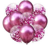 12" Thick Metallic Pearl Confetti Latex Balloons Shiny Colors For Wedding Party Birthday Decorations Hot Pink Color Pack of 50