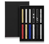 12 Tie Clips for Men, Silver Black Red Blue Gold Classic Tie Bar | 6×0.6cm / 2.36×0.236" each, fits most tie widths Premium copper core, scratch-resistant plated finish Strong spring clasp,