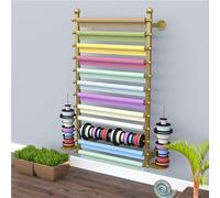 12-Tier Ribbon Holder, Wall Mounted Ribbon Storage Rack, Height Adjustable Metal Ribbon Display Shelf Wrapping Paper Holder for Flower Store, Craft Room, Cake Shop(Gold,70x120cm)