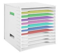 12 Tiers Scrapbook Paper Organizer, 12 x 12 in File Sorter Storage Rack, Adjustable PVC Foam Sheet Shelf Unit, Desktop Document Holder for Home Office Craft Room, Fits 13 x 13 in Cabinets