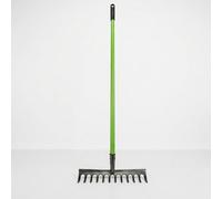 12 Tine Carbon Steel Garden Rake Heavy Duty Soil Levelling Lawn Tool