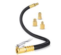 12'' Tire Inflator Extension Tube, Tire Pump Chuck Hose Adapter w/Presta Valve for Air Compressor Quick-Inflation, Clip On Air Chuck High-Pressure Tube Car Motorcycle Bicycle Maintenance Accessories