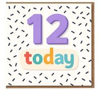 12 Today Birthday Card - Colourful Sprinkles Design with Bold Purple Number and Multicolour Text - Fun 12th Birthday Card for Kids