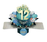 12 Today Happy 12th Birthday Pop-Up Greeting Card Love Kate's Pop Up Cards Him