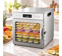12-Tray Food Dehydrator,Stainless Steel 800W 360° Heating,30~90℃ | Electric Dryer Machine with Digital Timer & Touch Screen for Fruit,Meat,Vegetables,Biltong Maker,Dishwasher-Safe Trays