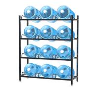 12-Tray Water Jug Rack, Storage 5 Gallon Water Cooler Bottle Holder Stand, 4-Tier Heavy Duty Carbon Steel 5 Gal Water Bottle Organizer for Home, Office, Kitchen, Warehouse, Black