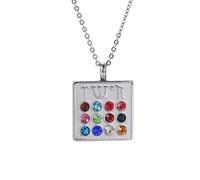 12 Tribes Of Israel Breastplate Necklace for Women Stainless Steel Hebrew Inscription 12 Tribes of Israel Birthstone Pendant Necklace Judaic Amulet (silver)