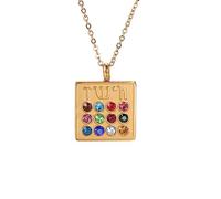 12 Tribes Of Israel Breastplate Necklace for Women Stainless Steel Hebrew Inscription 12 Tribes of Israel Birthstone Pendant Necklace Judaic Amulet (gold)