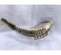 12 Tribes silver plated rams' ram horn shofar kosher 14"-15" + free stand