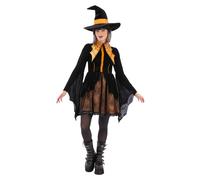 (12 UK - 14 UK, Black/Orange) Smiffys Womens/Ladies Spider Witch Costume