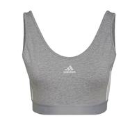 (12 UK - 14 UK, Grey Marl) Adidas Womens/Ladies 3 Stripes Crop Top