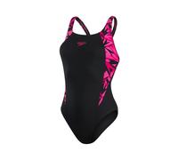 (12 UK, Black/Pink) Speedo Womens/Ladies Boom Muscleback Logo One Piece Swimsuit