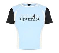 (12 UK, Blue) Kangol Womens/Ladies Optimist Colour Block Cropped Fitted T-Shirt
