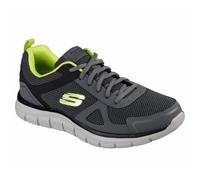 (12 UK, Charcoal/Bright Lime) Skechers Mens Track Bucolo Leather Trainers