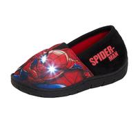 (12 UK Child) Boys Spiderman Light Up Flashing Slippers Kids Marvel Mule Nursery House Shoes