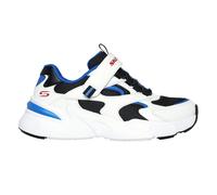 (12 UK Child, White/Black/Blue) Skechers Childrens/Kids Bobsbamina Mesh Trainers