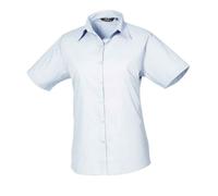 (12 UK, Light Blue) Premier Womens/Ladies Poplin Short-Sleeved Blouse