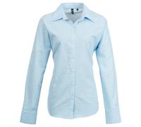 (12 UK, Light Blue) Premier Womens/Ladies Signature Pearlised Oxford Long-Sleeved Shirt
