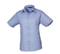 (12 UK, Mid Blue) Premier Womens/Ladies Poplin Short-Sleeved Blouse