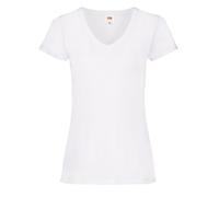 (12 UK, White) Fruit of the Loom Womens/Ladies Valueweight V Neck Lady Fit T-Shirt