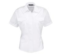 (12 UK, White) Premier Womens/Ladies Short-Sleeved Pilot Shirt
