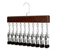 12 Unit Hanging Closet Organizer With Metal Support Structure Wooden Visual Elements And Rotating Hook For Optimized Vertical Use(Vintage Color)