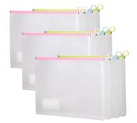 12 Units Clear PVC Document Cases, A4 Size 9.8 X 13 Inches, Resistant to Water, Available in 4 Color Choices - White, Blue, Green, Zipper Closure, Ideal for Organizing Documents and Small Articles