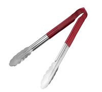 12" Utility Tongs Stainless Steel Colour Coded Serving Tongs (12", Red)