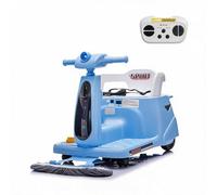 12 V Children's Electric Car 2-in-1 with Wiping Function, Remote Control, 3 | 2.4GHz Parental Remote Control, Removable Mop with LED Lights, USB Music, Safety Belt, Indoor Use