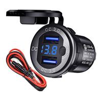 12 V USB Socket Car Charger with Switch, Car Charger Plug 24 V 12 Volt Quick Charge 3.0 Metal Waterproof Cigarette Lighter Adapter USB Socket Socket for Motorcycle, Caravan, Boat, Truck