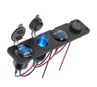 12 V USB Socket Marine Switch Panel 12 Volt Plug, PD3.0 & Dual Quick Charge 3.0 USB Ports Aluminium Car Charger, Waterproof 150 W Cigarette Lighter USB C Installation Socket 4 in 1 DIY Kit for Car