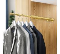 12" Valet Rod for Closet Pull Out, Adjustable extending closet rod, Standard Retractable closet rod organization rack, Valet Clothing Hanger Rods Extender for Wardrobe Laundry Bathroom (Sunbeam Gold)