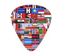 12 Various flags Printed Guitar Picksâ€“ Thin, Medium, Thick Thicknesses,Comes with Storage Box