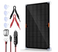 12 Volt 10 Watt Solar Car Battery Charger & Maintainer, Solar Panel Trickle Charger, with Alligator Clip& Cigarette Lighter PlugAdapter for Car, Boat, Automotive, Motorcycle, RV