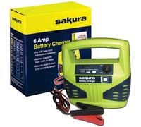 Sakura 6 Amp 12 V Car Battery Charger SS3630 â€“ For Vehicles Up To 1.8L / 1800CC - Lead Acid Batteries Capacity 15 Ah To 80 Ah