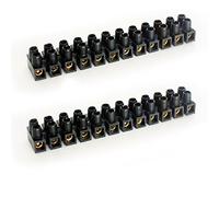 12 Way 3A Black Terminal Twin Block - Connector Choc Strip - Wire Power Cable Joiner Coupler Flex - Earth Block - Loops