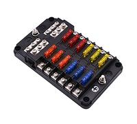 12 Way Blade Fuse Box, Upgraded Blade Fuse Block 12 Volt Waterproof Fuse Box Holder with LED Indicator for Car Boat Marine RV Van (12 way)