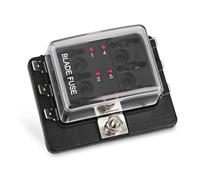 12 Way Car Marine Boat 12V 24V Fuse Box Blade Base Fuse Block Holder Screw Nut Terminal Free Fuses LED Indicator Waterpoof Cover(6 Ways Fuse holder)