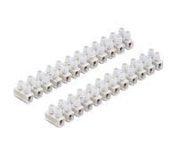 12-Way Electrical Connector Strip 3A/5A/15A/30A - Screw Terminal Block with Captive Screws - Flame-Retardant Polyethylene - Multi-Way Wiring Connector for Electrical & DIY Use (15A, 2 PACK)